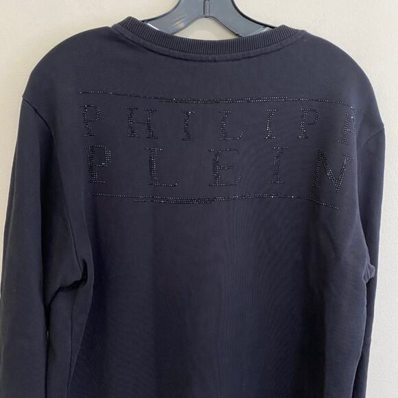 Philipp Plein Crystal Rhinestone Half Skull Sweatshirt *Black* Sz XL - Picture 5 of 15